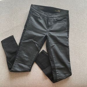 J Crew Toothpick Black Jeans with Coated Front